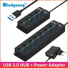 USB 3,0 концентратор 4/7 Порты и разъёмы супер Скорость USB 3 данных концентратор с индивидуальным Мощность переключатели& EU/US/адаптер питания стандарта Великобритании для MacBook ноутбука ПК