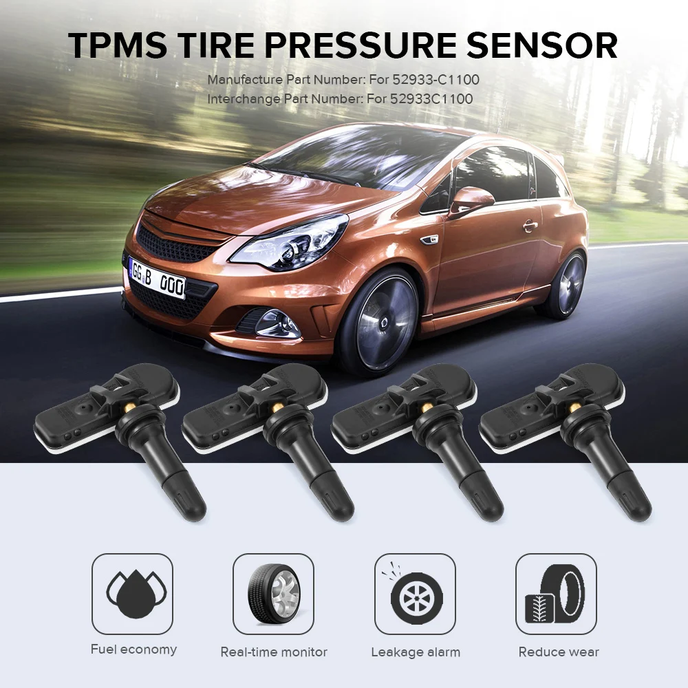 

4Pcs Tire Pressure Monitoring System Sensor Car Tire Pressure Sensor Car TPMS 52933C1100 For Hyundai Sonata Tucson 52933-C1100