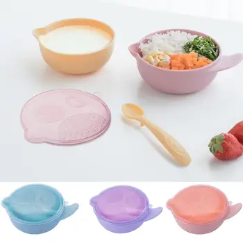 

Newborn Baby Baby Feeding Bowl + Spoon Feeding Double Box Insulation Grinding Bowl with Spoon Tableware