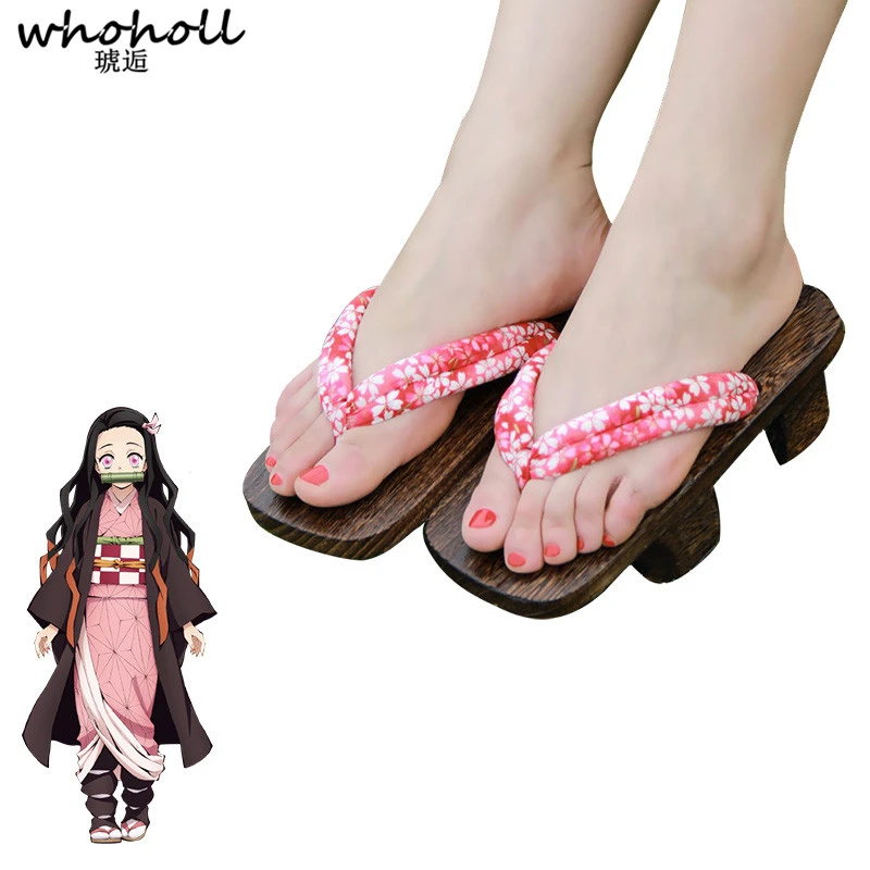 

Rolecos Love Live Shoes Anime Demon Slayer Cosplay Shoes Nezuko Cosplay Geta Japanese Shoes Women Geta Anime Kimetsu No Yaib