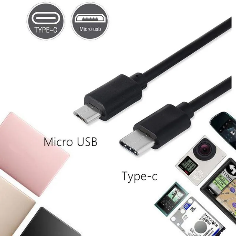 cable to connect iphone to tv 30cm/100cm Type C to Micro USB Cable Black USB-C Male to Micro USB Male Cable For Huawei For Xiaomi android phone charger cord