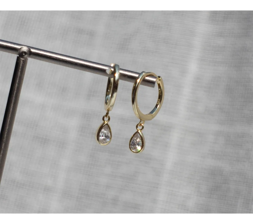 Серьги из стерлингового серебра 925 пробы, модные, циркон в виде капли воды, короткие серьги-капли, милый стиль, дикий тренд, женские серебряные серьги для девочек, ювелирные изделия