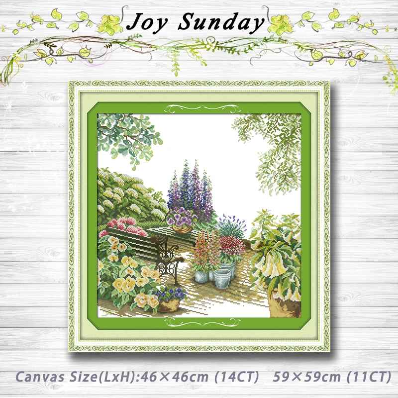 

Flower courtyard garden Europe Scenery Counted Cross Stitch Sets dmc 11CT 14CT Cross Stitch Kits Embroidery Needlework
