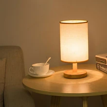 AC 220V настольная лампа, современные прикроватные настольные лампы с деревянным основанием и тканевым абажуром, настольные лампы для спальни, китайская вилка
