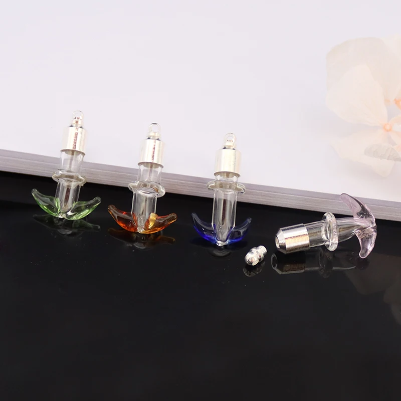 6pcs Name On Rice 6mm Anchor Shape Glass Vial Pendant With Screw Cap