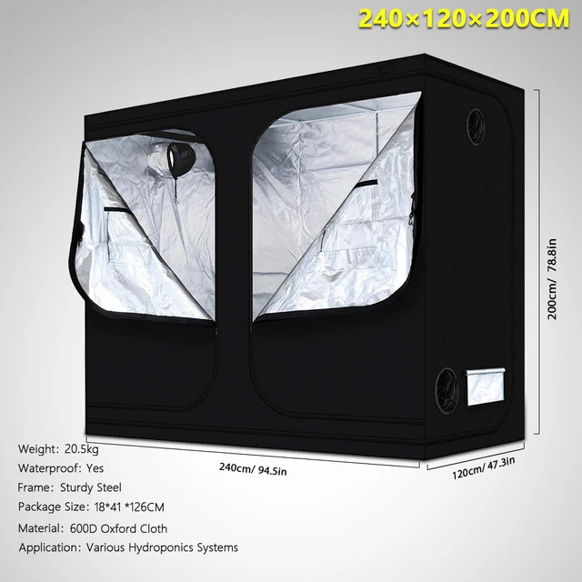 240*120*200 Cm -Es Növénynövekedés Sátra Növekvő Doboz Beltéri Szoba Otthoni Fényvisszaverő Mylar Hydroponics Greenhouse Oxford Plant Light Sátor - Image 2