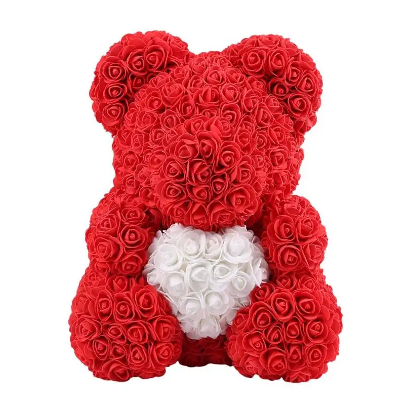 38cm Red Вечные цветы розы медведи Защита окружающей среды EVA без запаха Мыло Цветы подарок на день рождения креативный медведь пена Декор - Цвет: 38cm Red