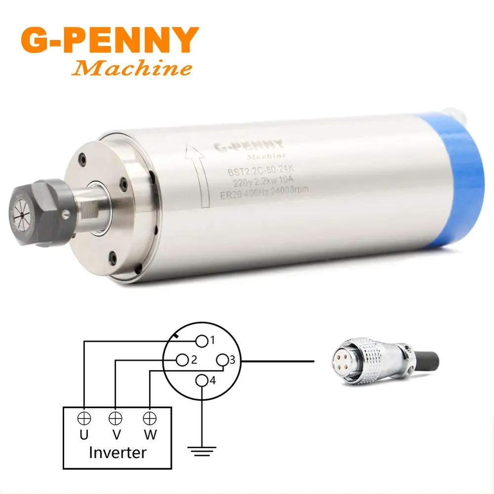 ЕС RU ЧПУ мотор шпинделя 2.2kw ER20 с водяным охлаждением 4 шт. подшипники с переменной частотой драйвер VFD 80 мм зажимной кронштейн