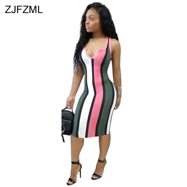 vertical striped bodycon dress