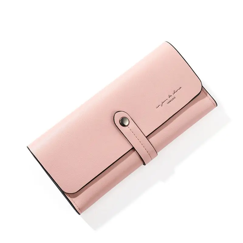 pink Женский кошелек из искусственной кожи, длинный клатч, держатель для карт, Подарочный кошелек F42A - Цвет: pink