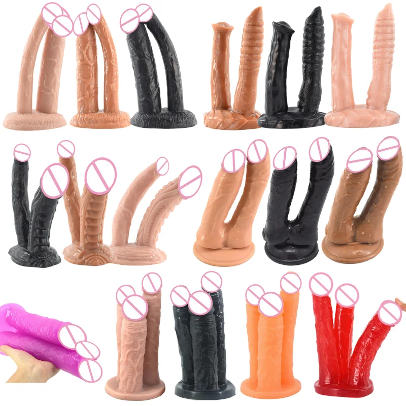 ROUGH BEAST Big Double Dildos Penetration Vagina and Anus Soft Skin Phallus Headed Penis Sex Toys for Women Masturbation | Красота и