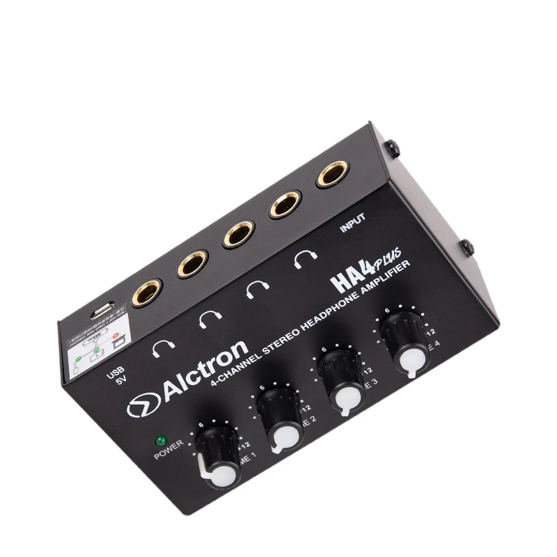 Alctron HA4 Plus 4 Channel Mini Headphone Amplifier Compact USB Interface Powered Supply for Studio Stage Performance