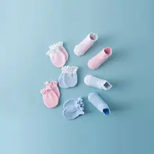 4 пары детских носков детские носки для девочки, мальчика Одежда для новорожденных из хлопка для защиты от захвата Перчатки+ Носки подарочный набор