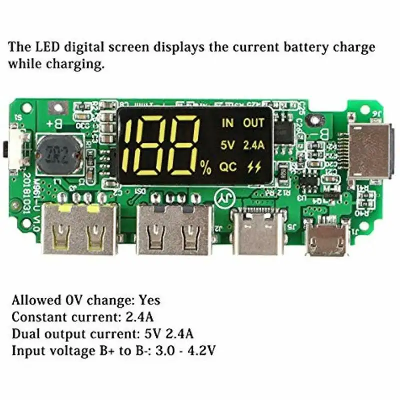 4 шт. 186 50 зарядная плата с двумя разъемами USB, 5 В, 2.4A мобильный Мощность банка модуль 58238471071