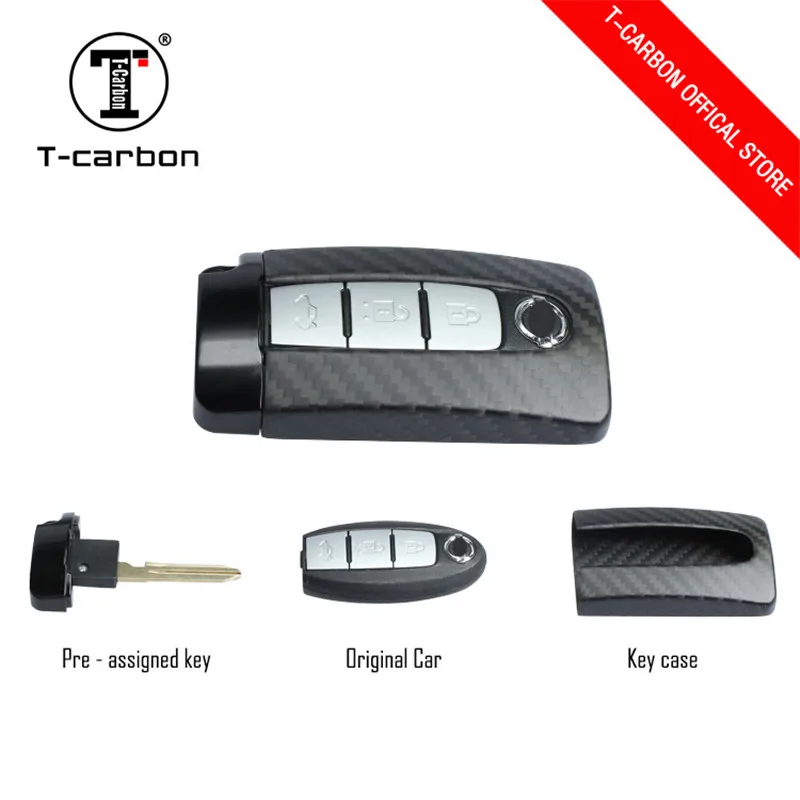 Genuine Carbon Fiber Car Auto Remote Key Case Cover Fob Holder Skin Shell For NISSAN R35 GTR 370Z 350Z INFINITI