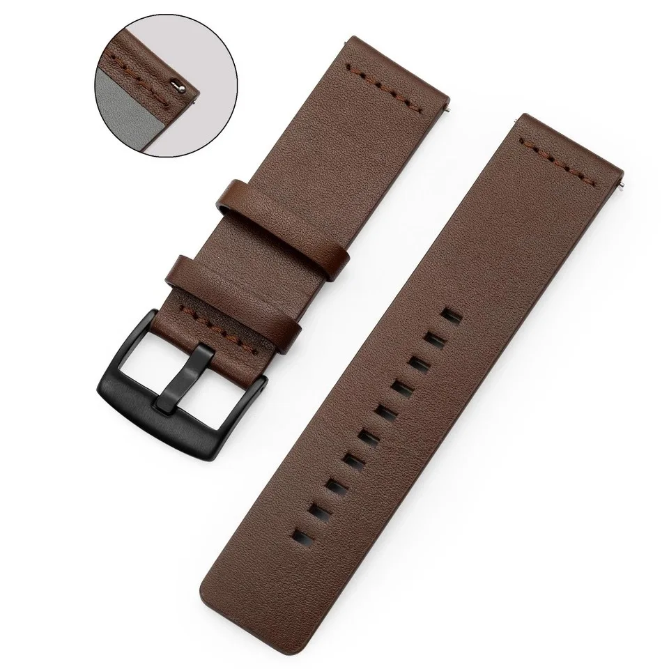 

Genuine Leather Universal Wrist Belt Soft Pin Buckle Band Stainless Steel Buckle Strap 18mm 20mm 22mm 24mm Bracelet Accessories