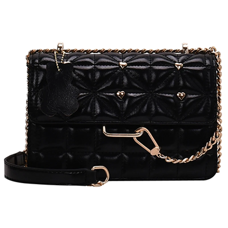 

191222 iVog New Arrival Everyday Female Messenger Crossbody Small Handbag Black Quilted Chain Hand Bags for Women 2019
