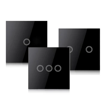 

CLAITE 433MHz 1 2 3 Channel 86 Wall Touch Remote Control Switch Wireless RF Transmitter Tempered Learning Glass Panel for Home