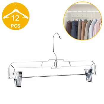 

HOUSE DAY 12 Pcs 14 inch Clear Plastic Skirt Hangers with Clips Skirt Hangers Clip Hangers for Pants Bulk Plastic Hangers