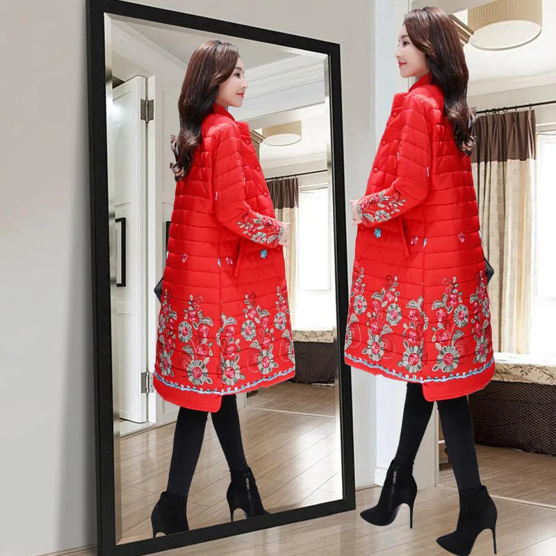 

Comfortable Long Sleeve Women's Long Thick Warm Fashion Simple Versatile Cotton-padded Clothes Cotton Coat 2018 Winter