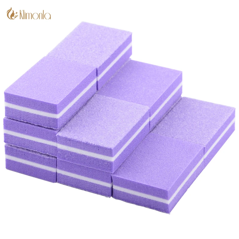 

50Pcs/Lot Professional Purple Nail File 100/180 Grit Sandpaper Nail Polish Sanding Buffer Square Nail Polishing Manicure Tools