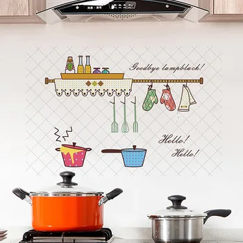 Cartoon kitchen pattern Anti oil kitchen Wall Stickers Antifouling home decoration Mural Decals Wallpaper kitchen Tile sticker