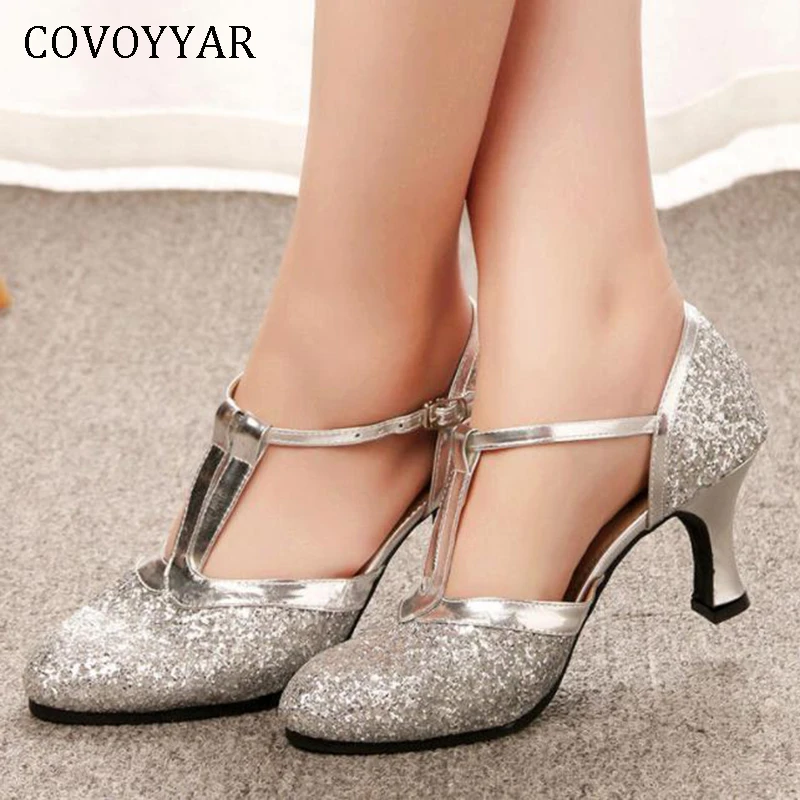 silver t strap shoes