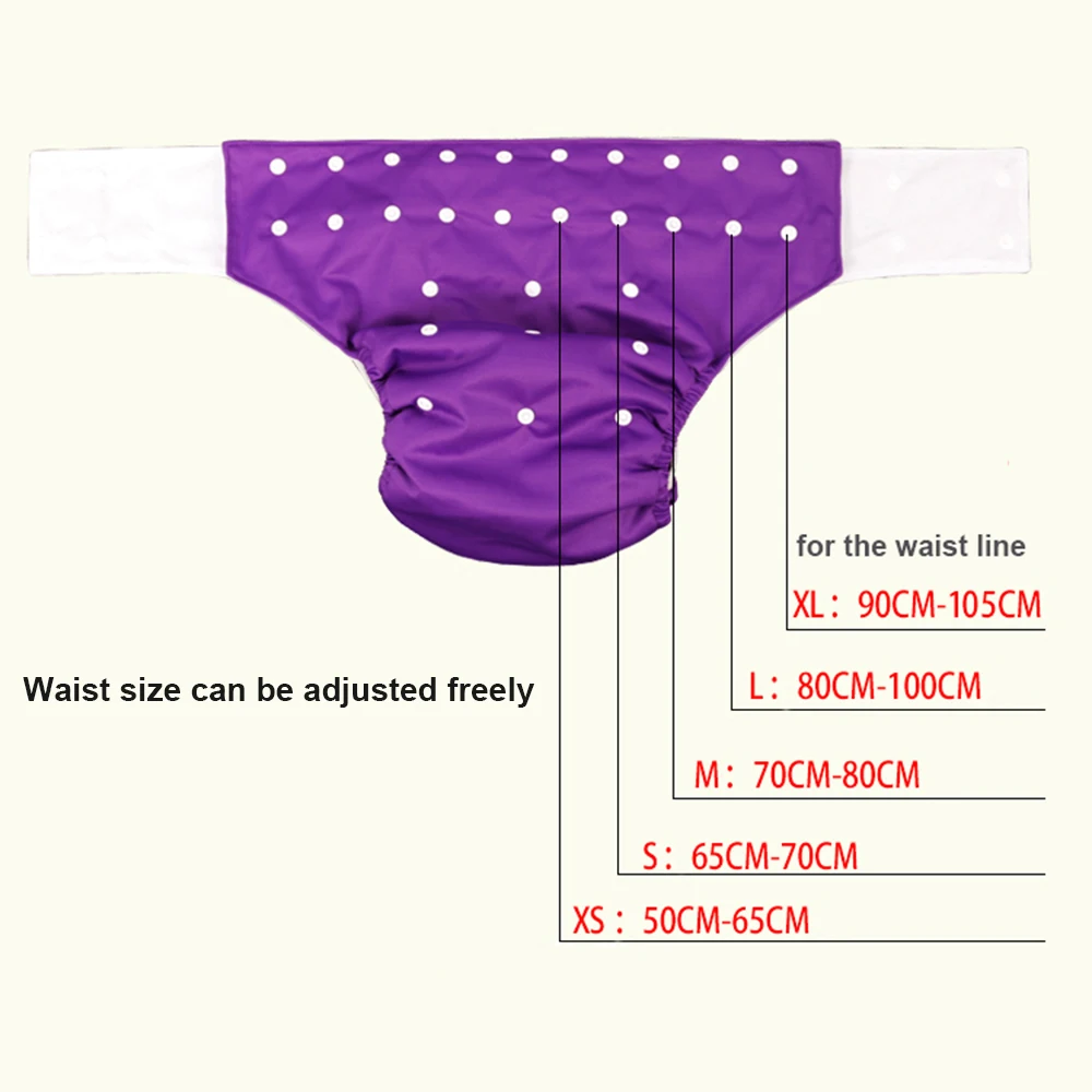 VEJYO Teen Adult Reusable Cloth Diaper for Old People and Disabled Incontinence Pant Underwear Fit Waistline 19.7In to 41.3 Inch 5