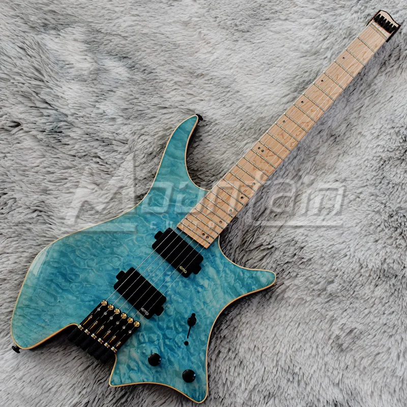 Горная безголовая гитара 6 струнная электрическая fanned fret alder body стеганая клена