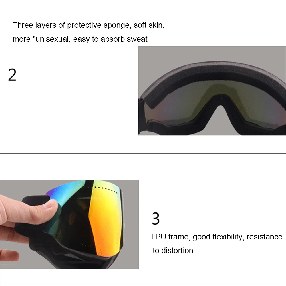 Ski Glasses Single Layer Large Spherical Cola Myopia Skiing Anti-fog UV400 Snow Mirror Goggles Windproof Mirror Adult Ski Mirror