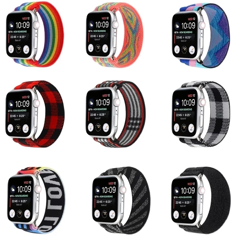 

Suitable for Iwatch Series 6 5 4 3 2 Bohemia Elastic Nylon Strap for Apple Watch 38mm 40mm 42mm 44mm SE Watch Replacement Strap