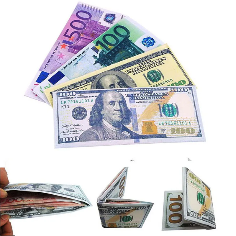 

High Qualidy Novelty Unisex Currency Notes Pattern Pound Dollar Euro Purse Wallets Pocket Slim Money Clips Free Shipping