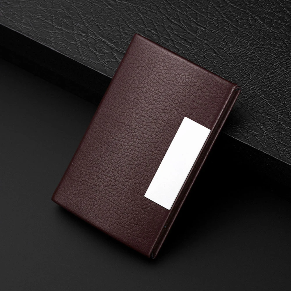 Personalized Leatherette Card Wallet Men Stainless Steel Holder Women Multi Card Holder Cover Pocket Purse Fashion Business 823
