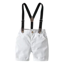 BOY'S Pure Cotton Shorts Shirt Short Sleeve Set Children Baby Gentleman Four-piece Set