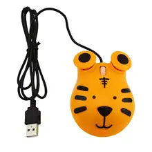 Kids Adults Wired Computer Mini Cute Cartoon Tiger Design 3D Mouse USB Game Office Study Mause for Laptop PC