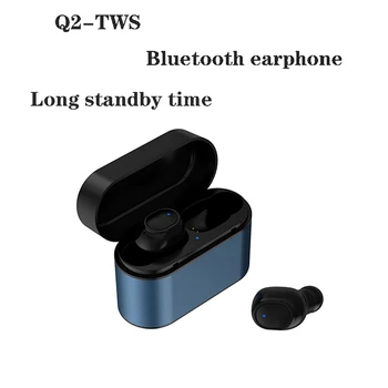 

Q2 Wireless 5.0 Bluetooth Earphone HD Stereo Earplugs In-ear Sports Waterproof Headset With Dual Mic and Long standby