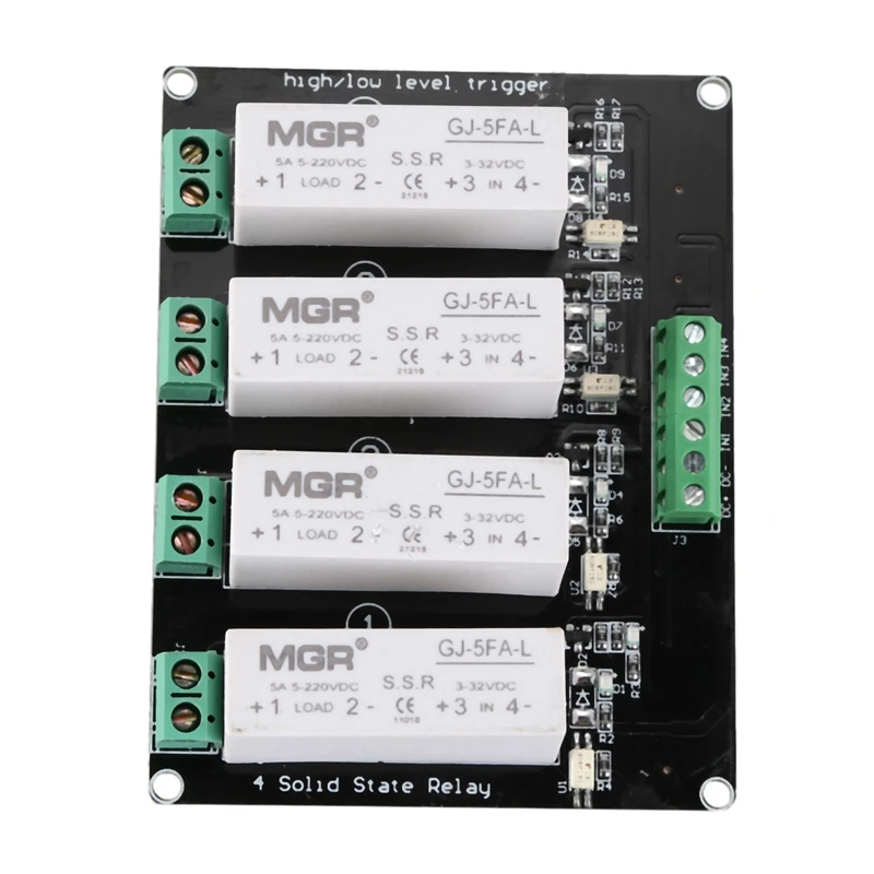 4 канальное твердотельное реле SSR с высоким и низким триггером 5A 3 32V для Arduino UNO