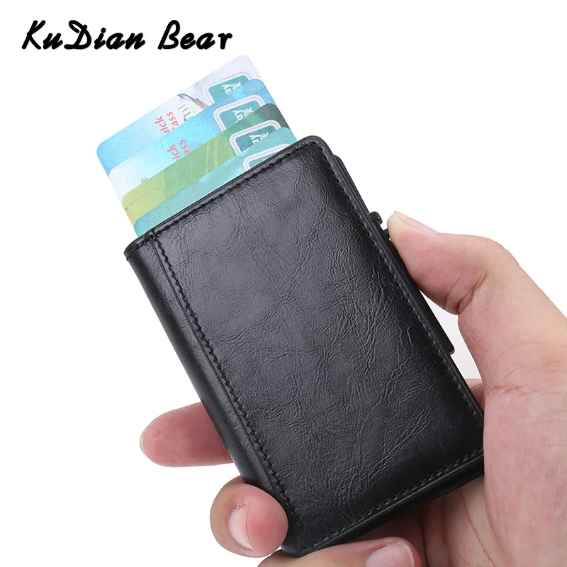 

KUDIAN BEAR Automatic Credit Card Holder Rifid Card Wallet Metal Men Aluminium Card Case Wallet Box Tarjetero BIH123 PM49