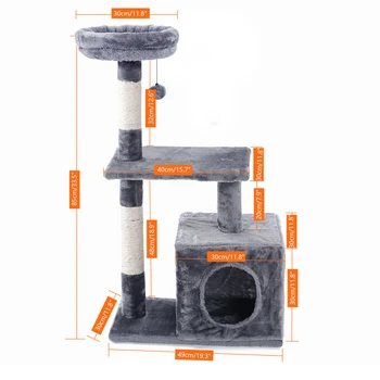 H228cm Pet Cat Tree Toy Condo Cat Climbing Tower Multi-layer With Hammock Cat House Furniture Scratching Solid Wood Post for Cat 16