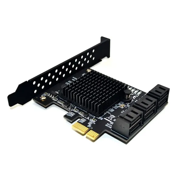 For Marvell 88Se9215 Chip 6 Ports Sata 3.0 To Pcie Expansion Card Pci Express Sata Adapter Sata 3 Converter With Heat Sink For