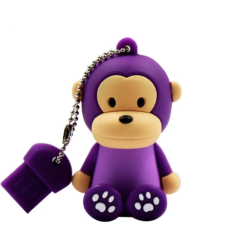 Фиолетовый Милая USB 2,0 карта памяти, устройство для хранения, мультяшная обезьяна, животное, подарок, 8 ГБ, 16 ГБ, 32 ГБ, 64 ГБ, обезьяна, Usb флеш-накопитель, 128 ГБ, флешка - Цвет: Фиолетовый