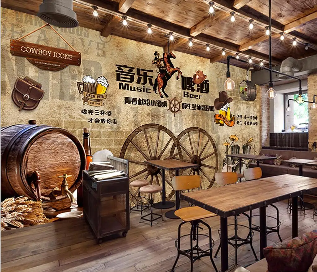 beibehang papel de parede personalizado moderno novo retro tijolo cerveja bar restaurante fundo decoração