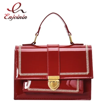 

New Patent Leather Heart Buckle Fashion Women Chain Shoulder Bag Handbag Casual Purse Crossbody Messenger Bag Female Tote Bag