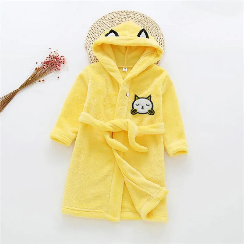 Детский фланелевый банный халат с капюшоном; Пижама для малышей; детский ночной халат; ночная рубашка; Пижама с капюшоном; детская ночная рубашка; банный Халат - Цвет: As the photo