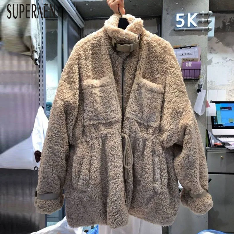 SuperAen, новинка, зимние плотные куртки для женщин, корейский стиль, хлопковая куртка, Женская однотонная Повседневная модная женская одежда
