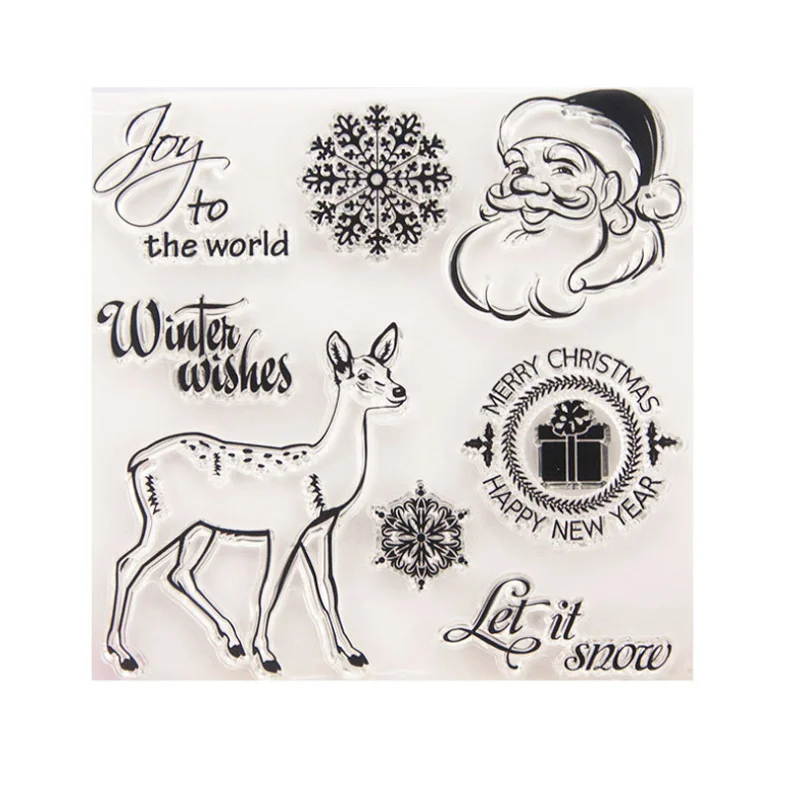 

1pc Snowflake Deer Transparent Clear Silicone Stamp Seal DIY Scrapbook Rubber Stamping Coloring Embossing Diary Decor Reusable