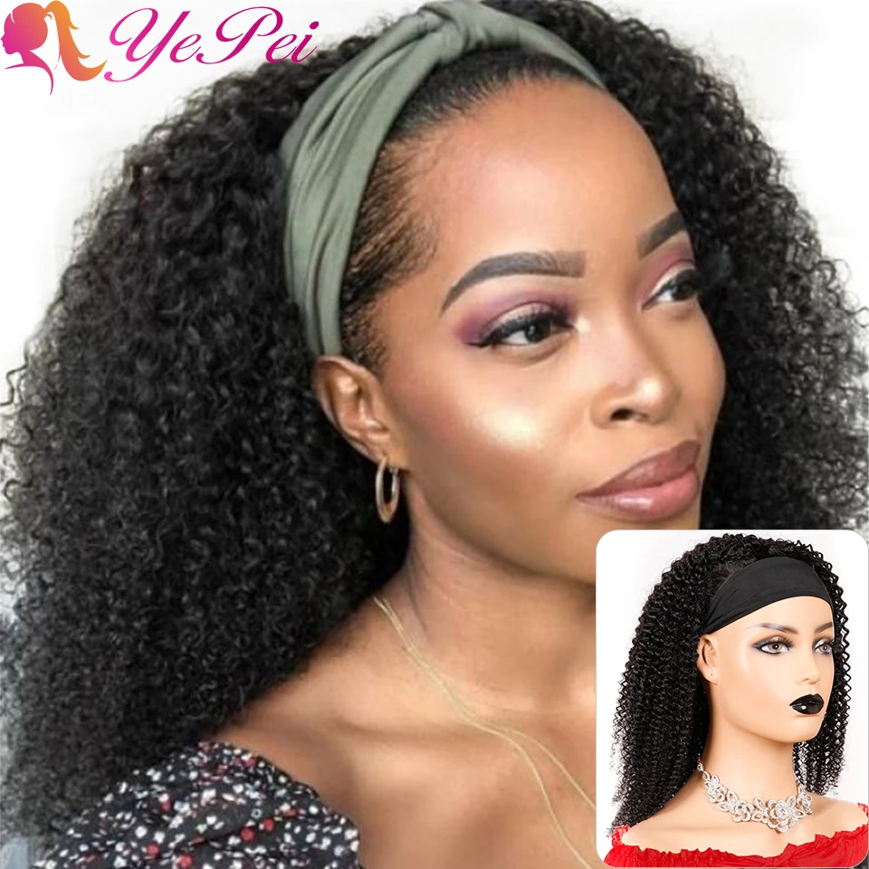 Peluca con diadema pelo humano de Afro rizado pelo pelucas completas del pelo de Remy sin costuras pelucas para mujeres 150% de densidad Lulalatoo pelo