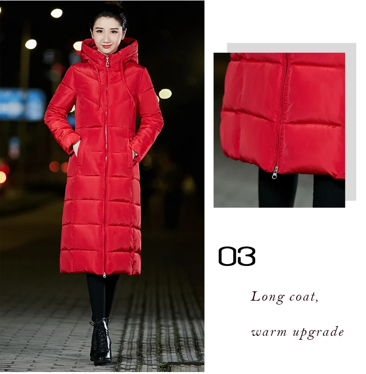 M-6XL длинное толстое пуховое пальто с капюшоном женские зимние повседневные куртки на молнии женская элегантная одежда размера плюс пальто из синтетического пера