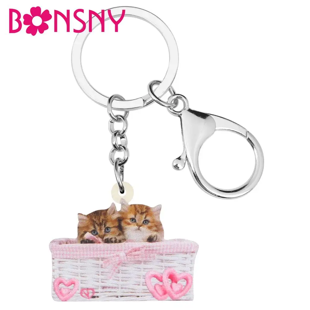 Bonsny акриловые брелки для ключей на День святого Валентина персидский кот с