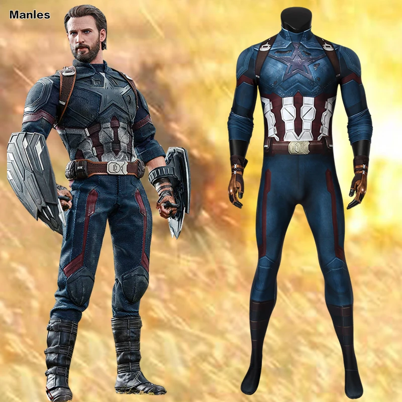 Костюм Капитана Америки, косплей, Steve Rogers, для взрослых, Мстители, 3 бесконечные войны, на Хэллоуин, карнавал, комбинезон, перчатки, 3D принт, спандекс